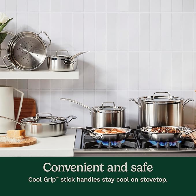 Cuisinart 12-Piece MultiClad Pro Triple Ply Stainless Stainless Steel Pots and Pans Set, Cookware Set Compatible with Induction, Electric, Gas Cooktops, Cool Grip Handles, Oven Safe to 500°F, Silver - Image 3