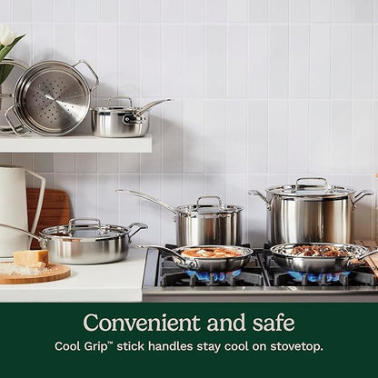 Cuisinart 12-Piece MultiClad Pro Triple Ply Stainless Stainless Steel Pots and Pans Set, Cookware Set Compatible with Induction, Electric, Gas Cooktops, Cool Grip Handles, Oven Safe to 500°F, Silver - Image 3