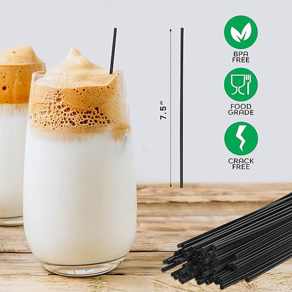 Crystalware, Plastic Stir Straw, Sip Stirrer, For Coffee and Cocktail, 7 1/2 Inches 1000/Box, Black - Image 7