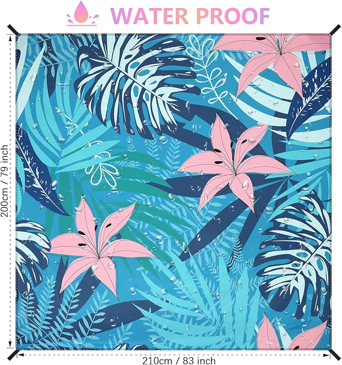 WIWIGO Beach Blanket Waterproof Sandproof Beach Mat 79" X 83"/10'x9'for 2-8 Adults Quick Drying Outdoor Picnic Mat Beach Accessories for Travel, Camping, Hiking - Image 2