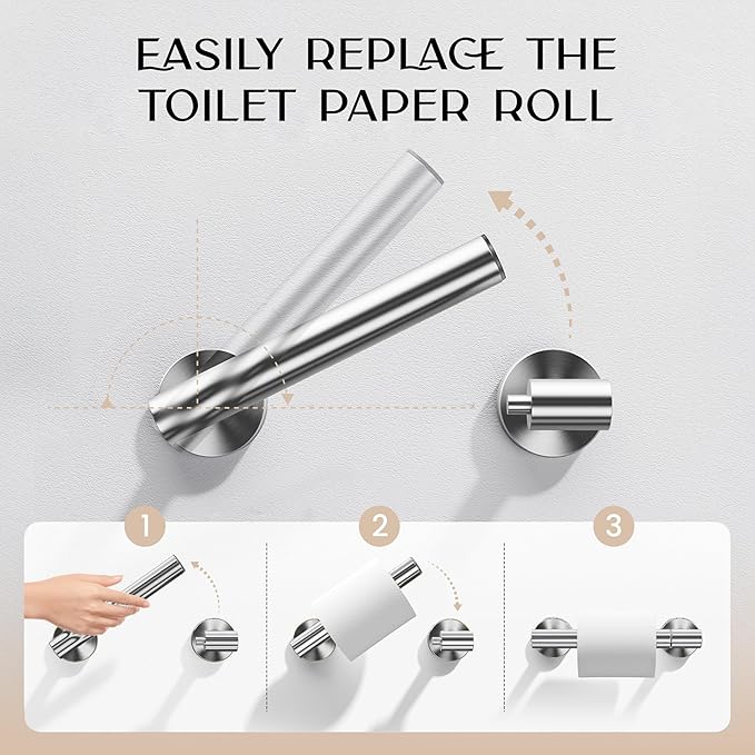 Day Moon™ - Toilet Paper Holder - Modern Roll Holder for Bathroom - 1 Pack - Wall Mount - Classic, Polished Chrome - Image 3