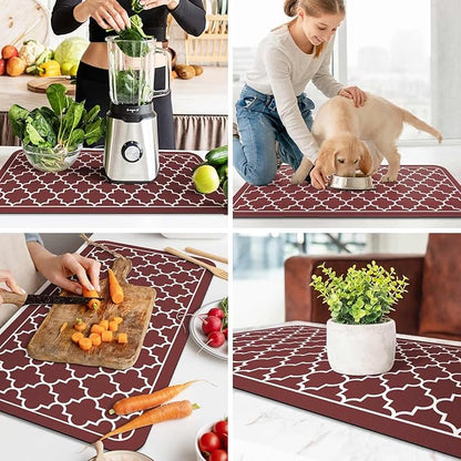WISELIFE Dish Drying Mat Super Absorbent Drying Mat Large Dish Drying Mats for Kitchen Counter Easy Clean Dish Mat Kitchen Drying Mat18"x 32" Stylish Red - Image 6