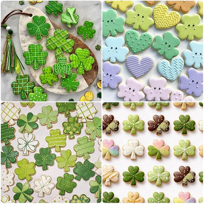 AIERSA Mini Shamrock Cookie Cutter,St Patricks Day Cookie Cutters,1 Inch Tiny Clover Shaped Cracker Cutter,20 Cavity Metal Stainless Steel Small Shamrock Cookie Cutters