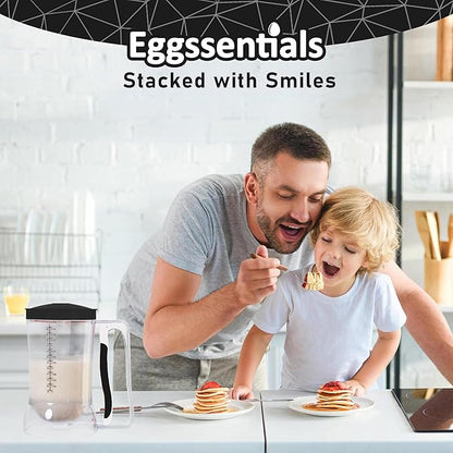 Eggssentials – Pancake Batter Dispenser, Batter dispenser with Squeeze Handle Mess-Free, Cupcakes, Waffles & More – Durable, Easy-Pour Pancake Dispenser Bottle for Smooth Baking