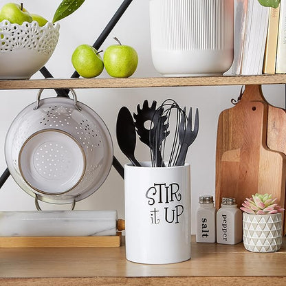 DII Kitchen Accessories Retro Collection, Ceramics, Utensil Holder, White - Image 3