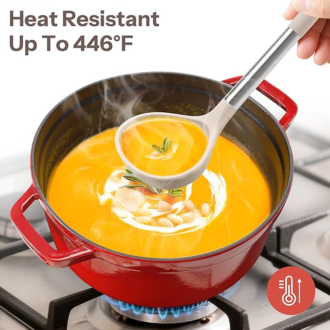 NCUE Silicone Cooking Utensils Set, 28 Pcs Kitchen Utensils Set 446°F Heat Resistant Spatula Set, Food Grade Silicone and Stainless Steel Handle Kitchen Gadgets for Nonstick Cookware BPA Free - Image 4