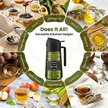 LAKUMIQI 2 in 1 Oil Sprayer for Cooking, 16oz Olive Oil Dispenser Bottle for Kitchen, Food Grade Light-Blocking Glass Spray Bottle for Salad, Air Fryer, BBQ - Image 6