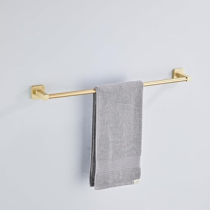Brusehd Light Gold Bathroom Hardware Set 4 Pieces,Bathroom Accessories Set Stainless Steel Wall Mounted, Hand Towel Bar, Towel Ring, Robe Towel Hooks,Toilet Paper Holder,Towel Bar Set, 23.6 Inch… - Image 2