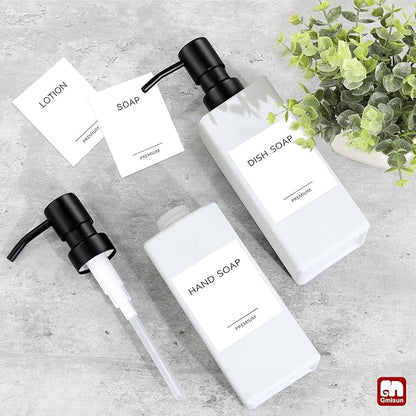 GMISUN White Soap Dispenser, Bathroom Hand Soap Dispenser, Glass Dispenser with Stainless Steel Pump, Kitchen Hand and Dish Soap Dispensers, 12 fl oz/350ml Liquid Refillable Soap and Lotion Bottle - Image 7