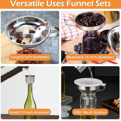6 Pack Stainless Steel Canning Funnel for Filling Mason Jar with Mesh Strainer, Wide & Narrow Mouth Funnels for Kitchen Use, Filling Bottles & Dry Ingredients, Kitchen Gadgets Canning Supplies Kit - Image 6