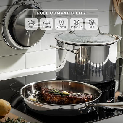 T-fal Pro Tri-Ply Stainless Steel Cookware Set 13 Piece Induction Compatible, Oven Safe 500F, Lids 350F, Fast & Even Heat, Pots and Pans Set, Professional Quality, Kitchen Essentials, Silver - Image 7
