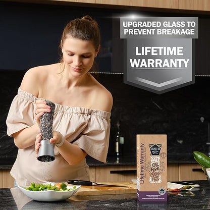 HOME EC Original Stainless Steel Salt or Pepper Grinder 1pk - Adjustable Ceramic Sea Salt Grinder or Pepper Mill - Tall Glass Spice Shaker - Spice Mill (Diamond Facet) - Image 5