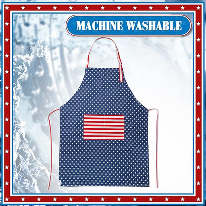 SATINIOR USA 4th of July Flag Kitchen Chef Hat Adjustable Apron 250th Independence Day Apron Patriotic Aprons for Men Women
