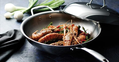 Tramontina Signature Tri-Ply Clad Stainless Steel 12.5-Inch Wok with lid, Induction-Ready, Dishwasher-Safe, NSF-Certified, Made in Brazil - Image 5