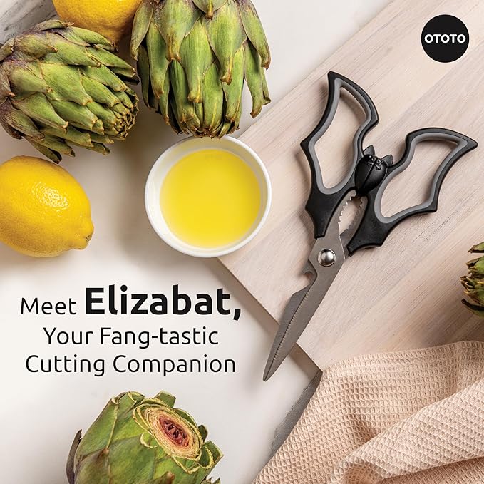 OTOTO Elizabat Kitchen Scissors - Halloween Goth Cute Bat Kitchen Shears, Gothic Scissors Utensils - Spooky Bats Halloween Gifts, Cute Gadgets, Kitchen Gadgets - Image 2