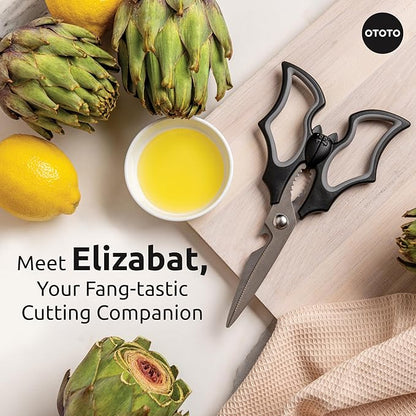 OTOTO Elizabat Kitchen Scissors - Halloween Goth Cute Bat Kitchen Shears, Gothic Scissors Utensils - Spooky Bats Halloween Gifts, Cute Gadgets, Kitchen Gadgets - Image 2