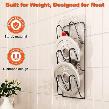 2 Pack Pot Lid Organizer, 6-Tier Pots and Pans Lid Organizer Under Cabinet, No Drilling, Rustproof, Lid Organizers Inside Cabinet for Small Space Solution & Kitchen Cabinet Organization - Image 6