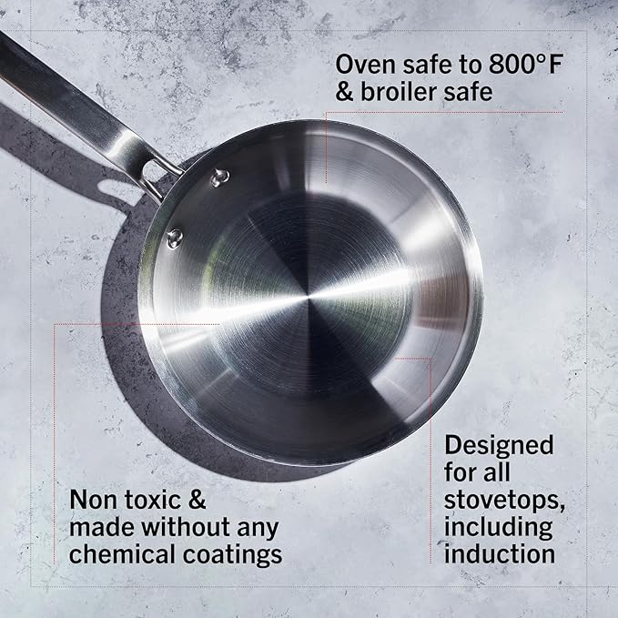 Heritage Steel x Eater 3 Qt Saucepan with Lid | Made in USA | 5-Ply Fully Clad Stainless Steel Saucepan | Stay Cool Handle Design | Induction Compatible | Non-Toxic Sauce Pan | Cook like an Eater