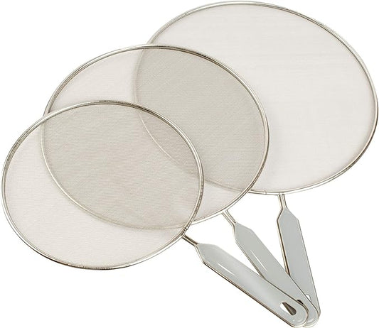 Handy Gourmet Splatter Shields Stainless Steel Mesh w/ Handles - Set of 3 by HandyGourmet