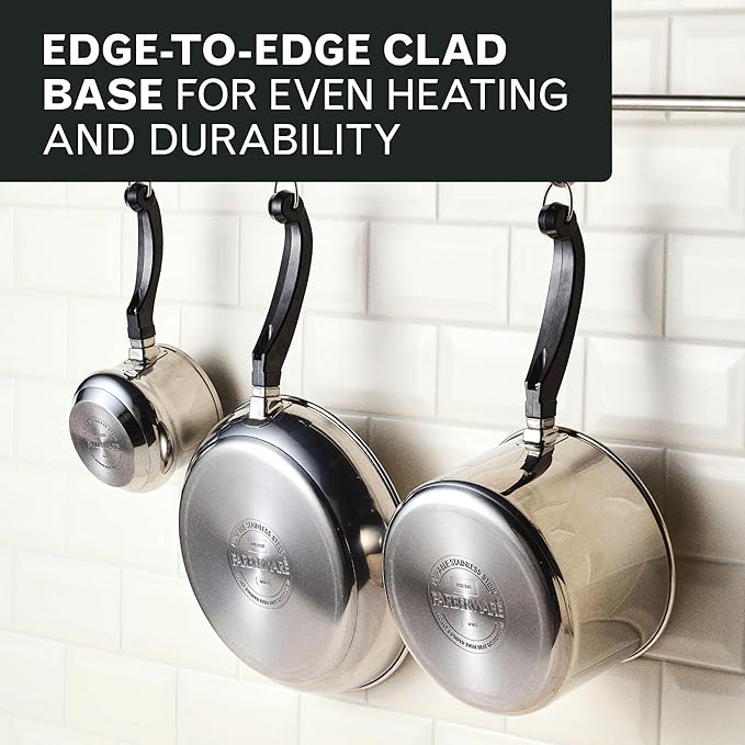 Farberware Classic Series Stainless Steel Pots and Pans with Baking Sheet Pan, Cooking Tools, and Lids, Induction Ready, Dishwasher Safe, 10 Piece Cookware Set, Metal Utensil Safe - Stainless Steel - Image 5