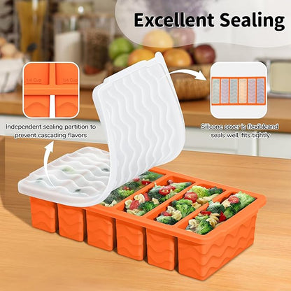 2-Pack Silicone Freezer Trays with Lid, 2 Large 2-Cup(500ml) & 6 Small 1/2-Cup(125ml) Soup Freezer Container Molds, Ice Cube Tray For Meal Prep & Freezing Soup, Stews, Sauces, Oven & Dishwasher-Safe - Image 5
