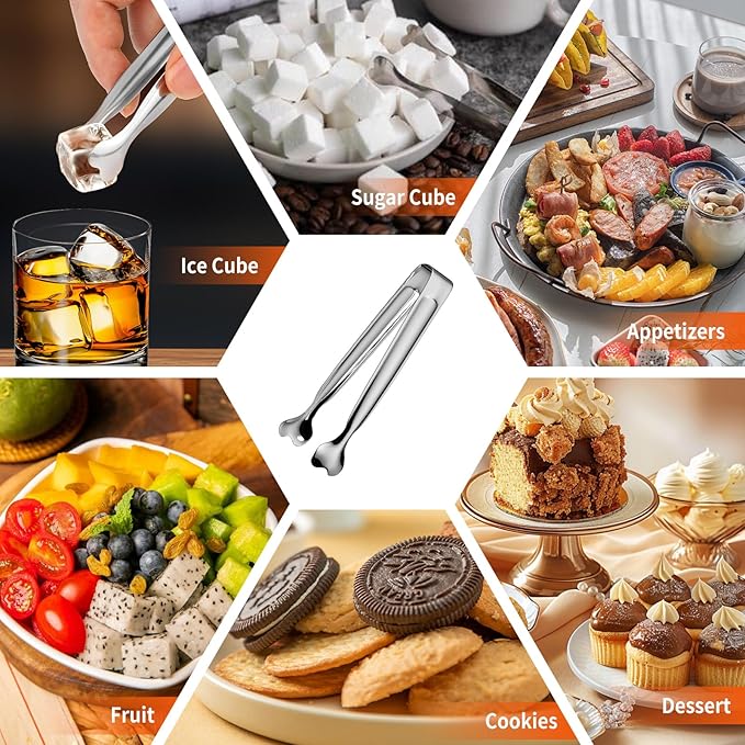 Serving Tongs, Anytrp 12-Packs Stainless Steel Sugar Tong, 5.3inch Small Tongs for Serving Food, Appetizers, Buffets, Coffee Bar, Kitchen, Tea Party, Desserts Party and Ice Bucket - Image 5