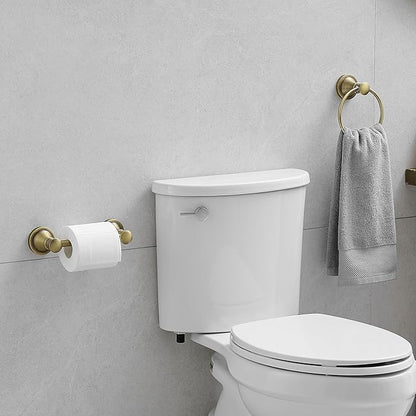 RUMOSE Toilet Paper Holder and Hand Towel Ring Antique Brass Wall Mount Bathroom Hardware Accessories 2 PCS Set Flexible Pivoting Toilet Tissue Roll Holder and Towel Hanger, Stainless Steel