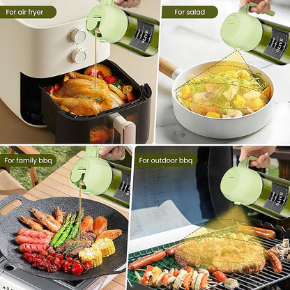 LAKUMIQI 2 in 1 Oil Sprayer for Cooking, 16oz Olive Oil Dispenser Bottle for Kitchen, Food Grade Light-Blocking Leak Proof Glass Spray Bottle for Salad, Air Fryer, BBQ - Image 10