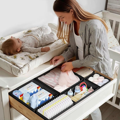 DIMJ Drawer Organizer Clothes Storage - 20 Pack Baby Dresser Organizer for Nursery, Foldable Closet Drawer Organizer Bins for Bedroom Organization, Fabric Storage Dividers for Socks, Underwears, Bras - Image 3
