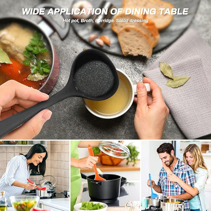 5 Pieces Silicone Ladles for Cooking - Small Soup Ladle Spoon Heat Resistant Kitchen Ladle Spoons, Cooking and Serving Spoon for Soup Sauce Chili Gravy Canning Pouring (5 Colors) - Image 4