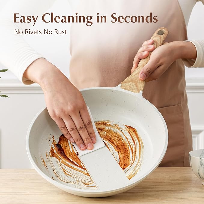 SENSARTE Nonstick Ceramic Frying Pan Skillet with Lid, 10 Inch Omelet Pan, Healthy Non Toxic Chef Pan, Induction Compatible Egg Pan with Heat Resistant Handle, Free of Intentionally Added PFAS/PTFE - Image 6