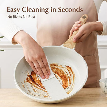 SENSARTE Nonstick Ceramic Frying Pan Skillet with Lid, 9.5 Inch Omelet Pan, Healthy Non Toxic Chefs Pan, Induction Compatible Egg Pan with Heat Resistant Handle, Free of Intentionally Added PFAS/PTFE - Image 6