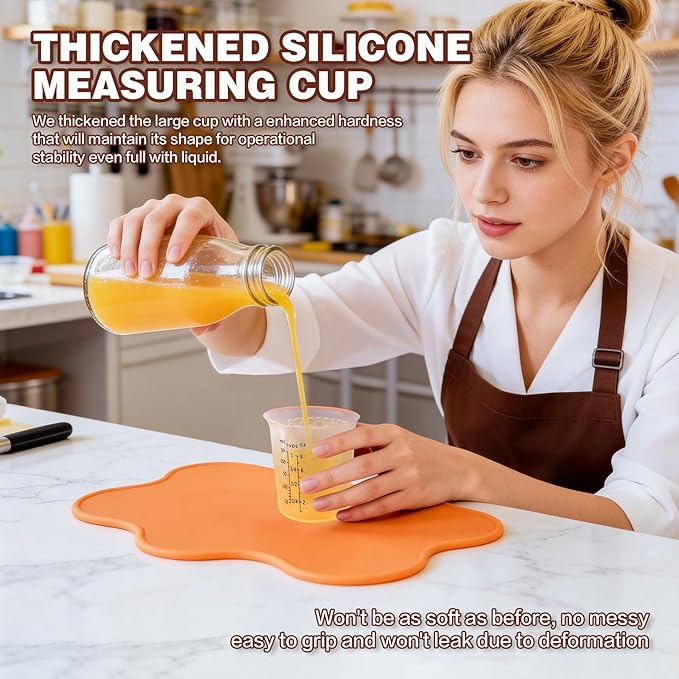 1Cup/250ml Silicone Measuring Cups 4-Pack Set, Reusable 8oz Silicone Cups Set for Prepping Cooking Baking, Melting Butter Chocolate Dishwasher Microwave Safe Baking Supplies