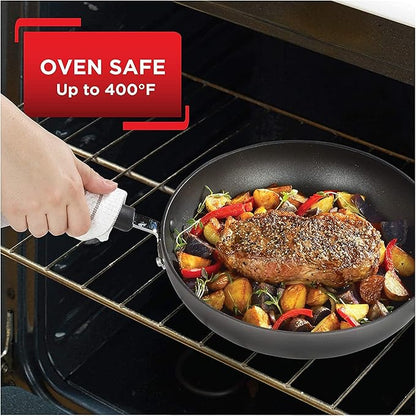 T-Fal Ultimate Hard Anodized Nonstick Fry Pan Set 2 Piece, 8, 10 Inch, Oven Broiler Safe 400F, Kitchen, Cookware, Pots and Pans Set Non Stick, Frying Pans, Dishwasher Safe, Onyx - Image 6