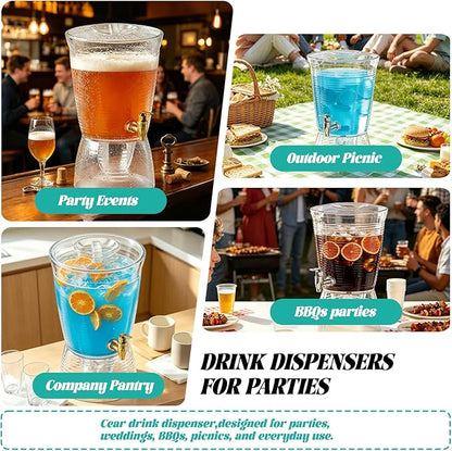 1 Pack Drink Dispenser for Parties 1.6 Gallon, Large 6L Plastic Water Dispenser, Juice Beverage Dispensers for Counter Tops for Restaurants, Hotels, BBQ, Picnic, Party