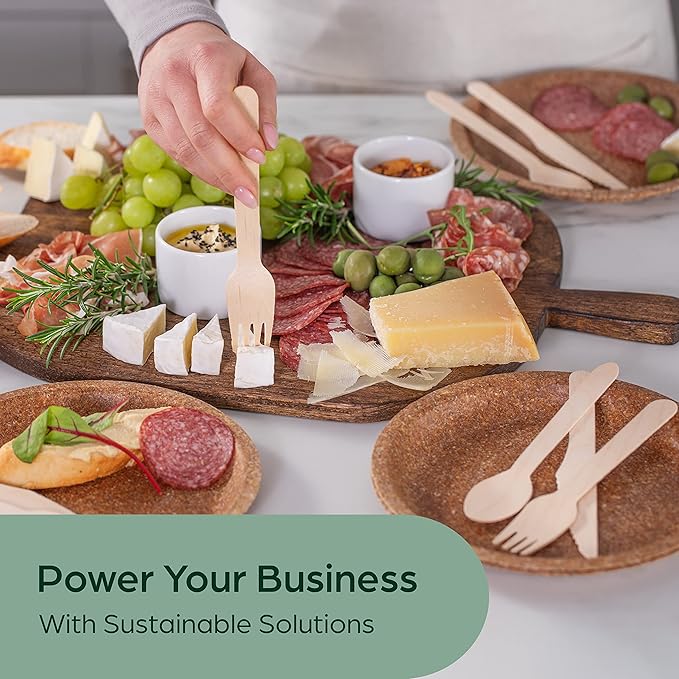 PURPLECLAY Wooden Disposable Utensils Set, 300 Pieces | Wrapped Utensils and Napkins, 100 Sets | Compostable Silverware for Parties | Eco Friendly, Plastic-Free Alternative to Bamboo Cutlery - Image 4