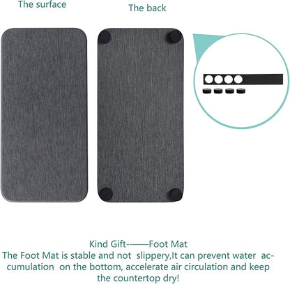NiuYichee 2 Pcs Water Absorbing Stone Trays, Kitchen/Bathroom Sink Soap Dish, Diatomite Tray Used for Hand Soap & Cosmetic Bottles in The Modern Home, 3.5" W x 7.1" L, Dark Gray