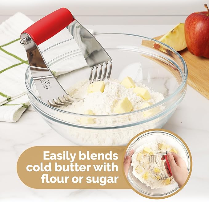 Zulay Kitchen Dough Blender Top Professional - Stainless Steel Pastry Cutter, Heavy Duty Dough Cutter With Blades, Pastry Blender And Butter Cutter - Pastry Cutter For Baking (Red) - Image 6