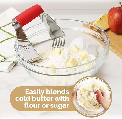 Zulay Kitchen Dough Blender Top Professional - Stainless Steel Pastry Cutter, Heavy Duty Dough Cutter With Blades, Pastry Blender And Butter Cutter - Pastry Cutter For Baking (Red) - Image 6