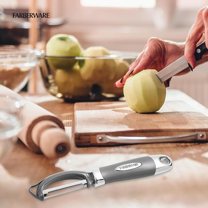 Farberware Pro2 Vegetable Peeler, Euro Peeler with Razor-Sharp Stainless Steel Blade, Swivel Peeler for Potatoes, Fruits, and Vegetables, Built-In Bud Remover, Dishwasher Safe - Image 6
