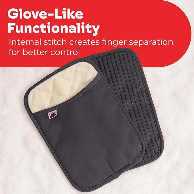 Silicone Pot Holders - Set of 2 Grey - 10x3 - Heat Resistant to 536 F / 280 C Kitchen Protectors Hot Pans Baking Professional Grade Cooking Mitts