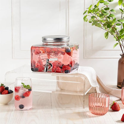 Glass Drink Dispenser for Fridge - Stainless Steel Spigot Mason Jar Dispenser with Wide Opening & Easy-Fill - Beverage Storage for Outdoor, Water, Iced Tea, Juice, Sangria & Detergent, 1 GALLON - Image 5