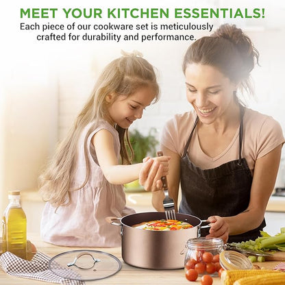 NutriChef 14-Piece Pots and Pans Set Non Stick – Induction Cookware Set, PFAS-Free Nonstick Cookware for All Cooktops, Includes Kitchen Utensils - Image 7