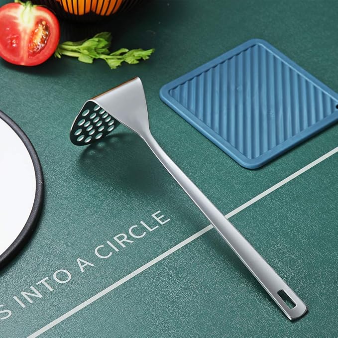 Stainless Steel Potato Masher, Berglander Heavy Duty Metal Potato Ricer, Food Masher Utensil Hand Masher, Vegetables Fruits Versatile Masher, Heat Resistant, Dishwasher Safe, Easy to Clean - Image 3