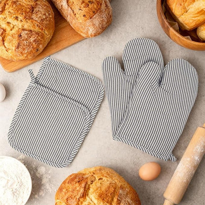 4 Pcs Oven Mitts and Pot Holders Heat Resistant Oven Mitts Sets Non Slip Oven Mitt and Pot Holders for Baking Cooking - Image 5