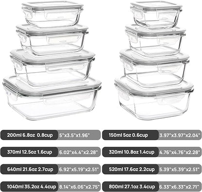 Vtopmart 8 Pack Glass Food Storage Containers with Airtight Lids, Glass Meal Prep Containers, Lunch Office Meal for Microwave, Oven, Freezer and Dishwasher, BPA Free - Image 2