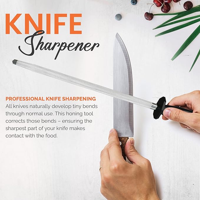 Utopia Kitchen 10 Inch Honing Steel Knife Sharpening Steel Sharpening Rod, Black - Image 5