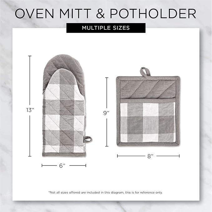 DII Buffalo Check Kitchen Collection, Classic Farmhouse Kitchen Set, Potholder, Dusty Lilac, 2 Piece