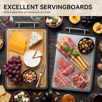Mothers Day Gifts, Titanium Cutting Board for Kitchen, Double Sided Reversible Chopping Board, Titanium & Bamboo Wood Cutting Board for Meat, Vegetables and Fruit, Easy to Clean (16×11) - Image 7