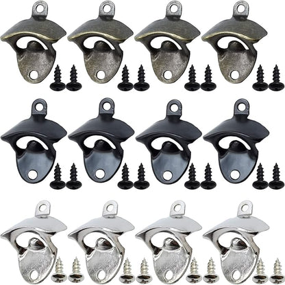 RONYOUNG 12PCS Wall Mounted Bottle Opener Vintage Beer Bottle Opener Suitable for Bars KTV Hotels Homes (Black+Silver+Green Bronze) by Unknown